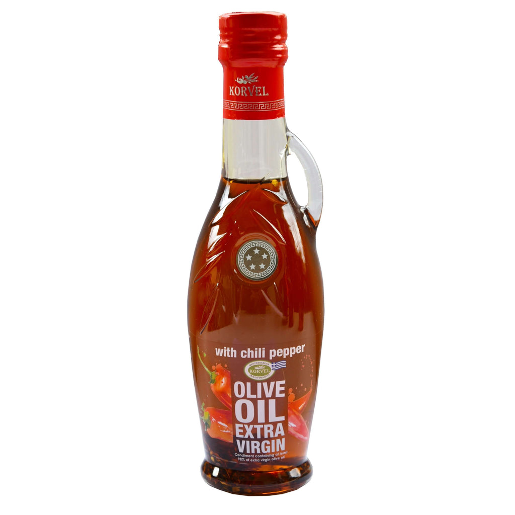 KORVEL Greek Extra Virgin Olive Oil Chili Pepper | 250ml | 6 pack