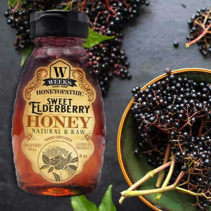 premium honey supplements - Weeks Honey Farm with elderberry infusion and natural ingredients.