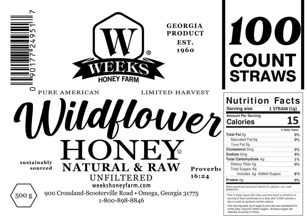 Raw Honey Straws - pure and unfiltered