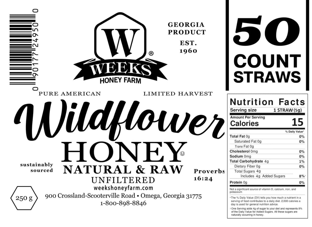Raw Honey Straws - pure and unfiltered